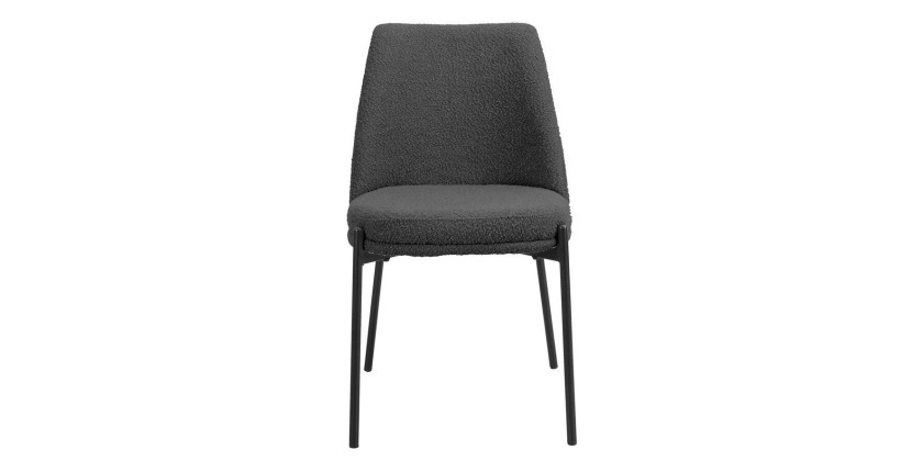 Chaise de salle à manger ELISA – Tissu Stof gris – Pieds en métal noir – Hauteur 83 cm – Style design/industriel