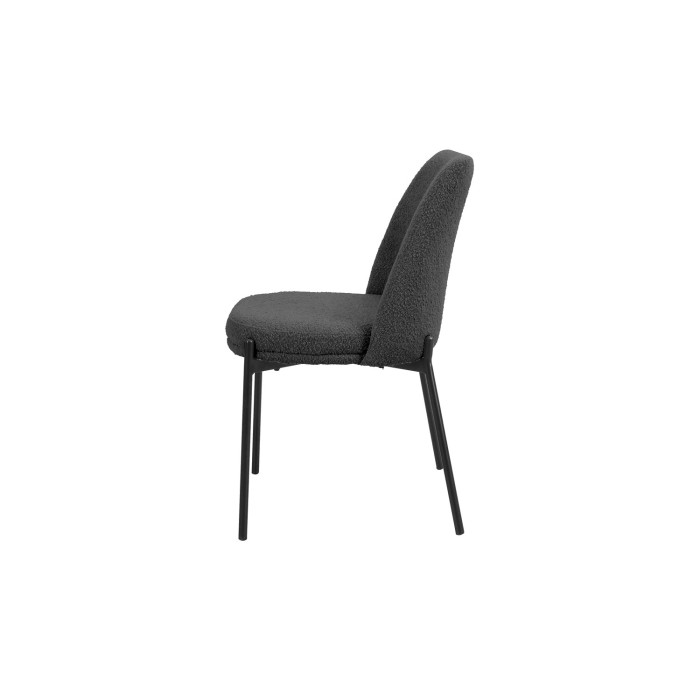 Chaise de salle à manger ELISA – Tissu Stof gris – Pieds en métal noir – Hauteur 83 cm – Style design/industriel
