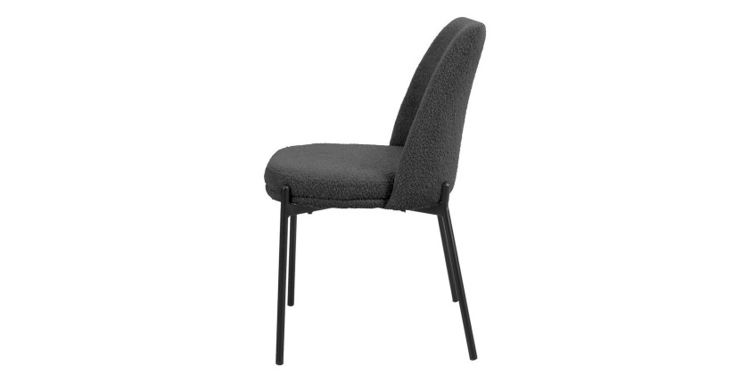 Chaise de salle à manger ELISA – Tissu Stof gris – Pieds en métal noir – Hauteur 83 cm – Style design/industriel