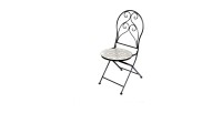 Lot de 2 chaises de jardin bistrot pliables – Mosaïque décorative – Métal noir – 30x50x93 cm