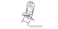 Lot de 2 chaises de jardin bistrot pliables – Mosaïque décorative – Métal noir – 30x50x93 cm