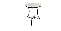 Ronde bistro tuintafel - Decoratieve mozaïek - Zwart metaal - Ø60xH71 cm