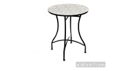 Table de jardin ronde bistrot – Mosaïque décorative – Métal noir – Ø60xH71 cm