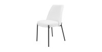 Chaise de salle à manger ELISA – Tissu Stof blanc – Pieds en métal noir – Hauteur 83 cm – Style design/industriel
