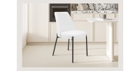 Chaise de salle à manger ELISA – Tissu Stof blanc – Pieds en métal noir – Hauteur 83 cm – Style design/industriel