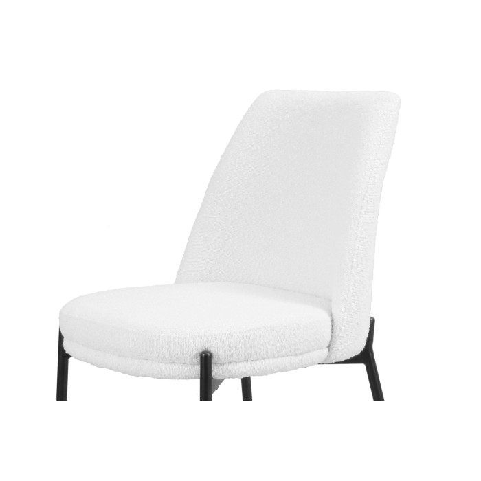 Silla de comedor ELISA – Tela Stof blanca – Patas de metal negro – Altura 83 cm – Estilo diseño/industrial