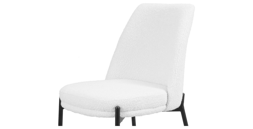 Chaise de salle à manger ELISA – Tissu Stof blanc – Pieds en métal noir – Hauteur 83 cm – Style design/industriel