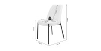 Chaise de salle à manger ELISA – Tissu Stof blanc – Pieds en métal noir – Hauteur 83 cm – Style design/industriel