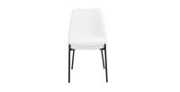 Chaise de salle à manger ELISA – Tissu Stof blanc – Pieds en métal noir – Hauteur 83 cm – Style design/industriel