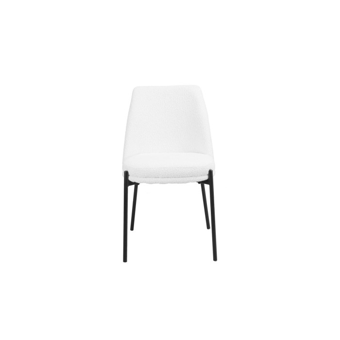 Silla de comedor ELISA – Tela Stof blanca – Patas de metal negro – Altura 83 cm – Estilo diseño/industrial