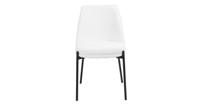 Chaise de salle à manger ELISA – Tissu Stof blanc – Pieds en métal noir – Hauteur 83 cm – Style design/industriel