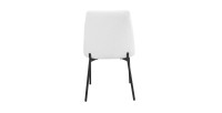 Chaise de salle à manger ELISA – Tissu Stof blanc – Pieds en métal noir – Hauteur 83 cm – Style design/industriel