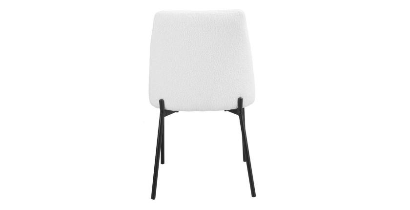 Chaise de salle à manger ELISA – Tissu Stof blanc – Pieds en métal noir – Hauteur 83 cm – Style design/industriel
