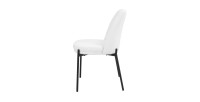 Chaise de salle à manger ELISA – Tissu Stof blanc – Pieds en métal noir – Hauteur 83 cm – Style design/industriel