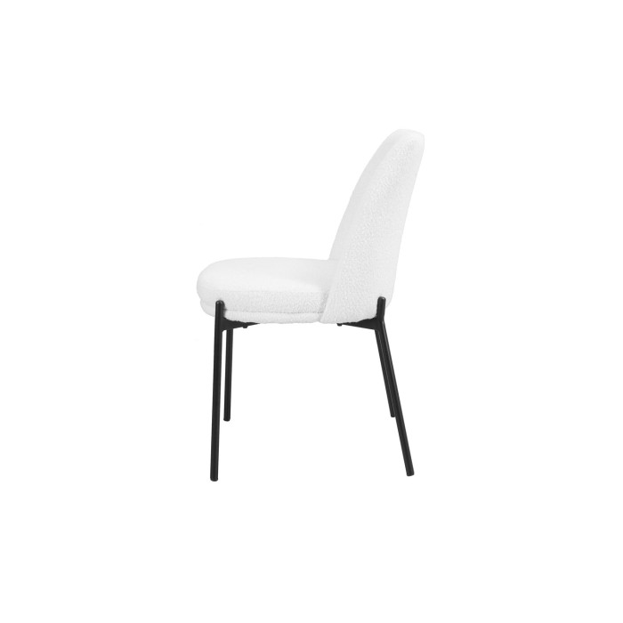 Silla de comedor ELISA – Tela Stof blanca – Patas de metal negro – Altura 83 cm – Estilo diseño/industrial