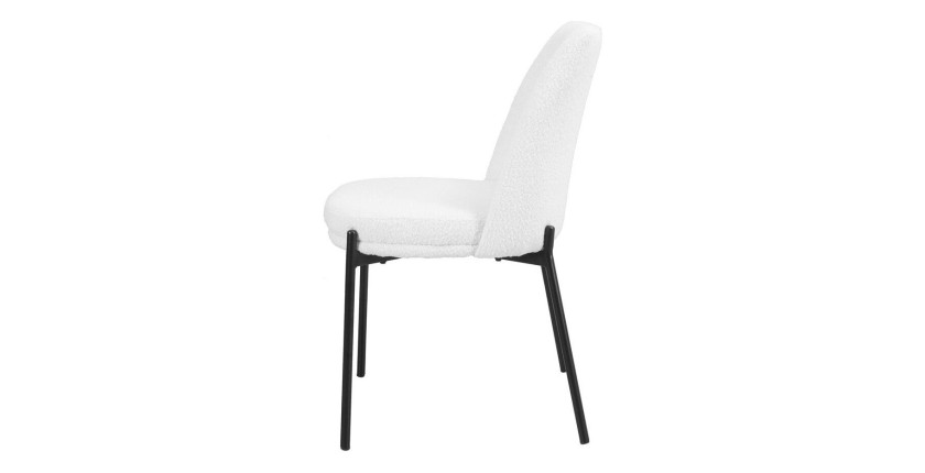 Chaise de salle à manger ELISA – Tissu Stof blanc – Pieds en métal noir – Hauteur 83 cm – Style design/industriel