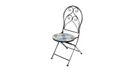 Lot de 2 chaises de jardin bistrot pliables collection PORTO – Mosaïque décorative – Métal noir – 30x50x93 cm