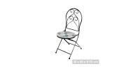Lot de 2 chaises de jardin bistrot pliables collection PORTO – Mosaïque décorative – Métal noir – 30x50x93 cm