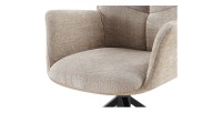 Chaise de salle à manger pivotante TRINITY – Tissu sable – Avec accoudoirs – Pieds métal noir – Style design/industriel