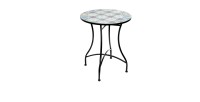 Table de jardin ronde bistrot collection PORTO – Mosaïque décorative – Métal noir – Ø60xH71 cm