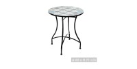 Table de jardin ronde bistrot collection PORTO – Mosaïque décorative – Métal noir – Ø60xH71 cm