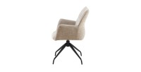 Silla giratoria para comedor TRINITY – Tela color arena – Con brazos – Patas de metal negro – Estilo diseño/industrial