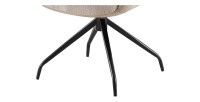 Chaise de salle à manger pivotante TRINITY – Tissu sable – Avec accoudoirs – Pieds métal noir – Style design/industriel