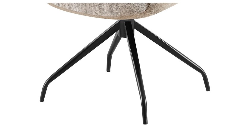 Silla giratoria para comedor TRINITY – Tela color arena – Con brazos – Patas de metal negro – Estilo diseño/industrial