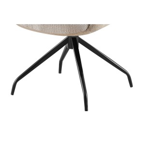 Silla giratoria para comedor TRINITY – Tela color arena – Con brazos – Patas de metal negro – Estilo diseño/industrial