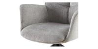 Chaise de salle à manger pivotante TRINITY – Tissu gris – Avec accoudoirs – Pieds métal noir – Style design/industriel