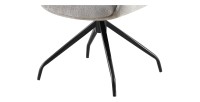 Chaise de salle à manger pivotante TRINITY – Tissu gris – Avec accoudoirs – Pieds métal noir – Style design/industriel