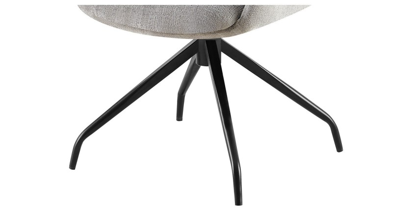 Chaise de salle à manger pivotante TRINITY – Tissu gris – Avec accoudoirs – Pieds métal noir – Style design/industriel