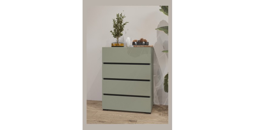 Petit buffet HAVANA – 4 tiroirs – Vert sauge – Design moderne et compact