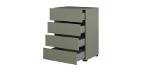Petit buffet HAVANA – 4 tiroirs – Vert sauge – Design moderne et compact