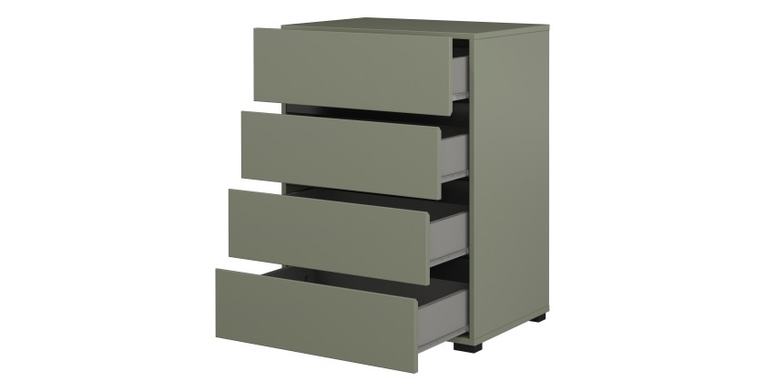 Petit buffet HAVANA – 4 tiroirs – Vert sauge – Design moderne et compact