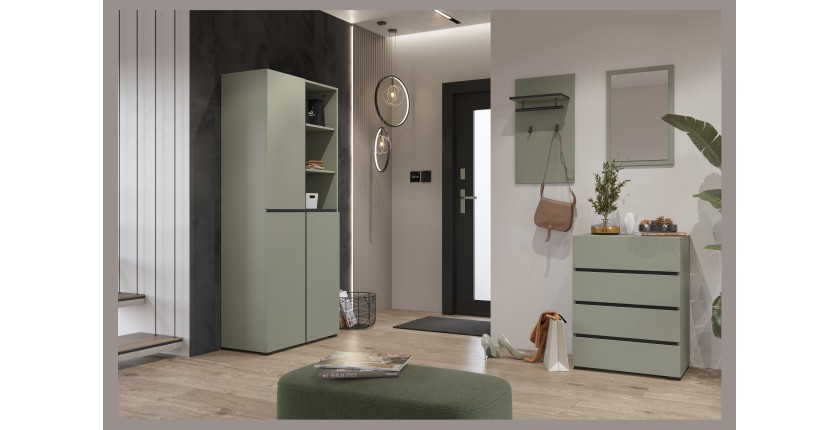 Petit buffet HAVANA – 4 tiroirs – Vert sauge – Design moderne et compact