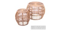 Lot de 2 tables basses gigognes de jardin en rotin – Collection SIENNE – Élégance naturelle