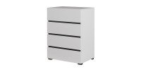 Kleines Sideboard HAVANA – 4 Schubladen – Weiß und Schwarz – Modernes und kompaktes Design