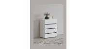Kleines Sideboard HAVANA – 4 Schubladen – Weiß und Schwarz – Modernes und kompaktes Design