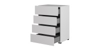 Petit buffet HAVANA – 4 tiroirs – Blanc et noir – Design moderne et compact