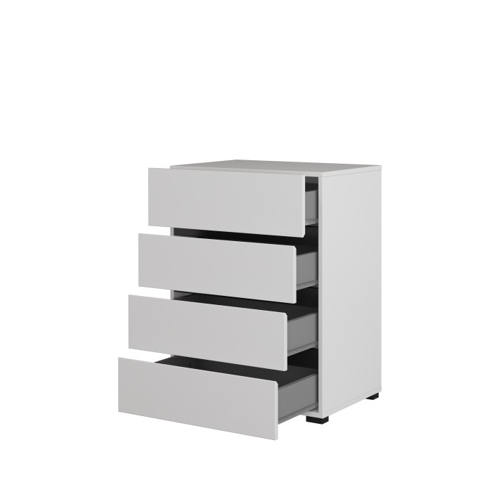 Petit buffet HAVANA – 4 tiroirs – Blanc et noir – Design moderne et compact