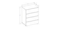 Petit buffet HAVANA – 4 tiroirs – Blanc et noir – Design moderne et compact