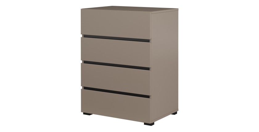 Pequeño buffet HAVANA – 4 cajones – Beige y negro – Aspecto moderno y acogedor