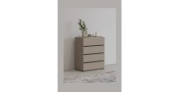 Petit buffet HAVANA – 4 tiroirs – Beige et noir – Look moderne et chaleureux