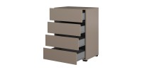 Petit buffet HAVANA – 4 tiroirs – Beige et noir – Look moderne et chaleureux