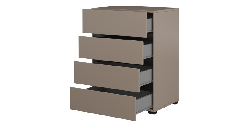 Petit buffet HAVANA – 4 tiroirs – Beige et noir – Look moderne et chaleureux