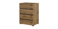 Klein buffet HAVANA – 4 laden – Eiken en zwart – Natuurlijke en moderne stijl