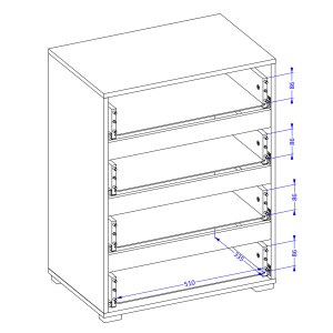Klein buffet HAVANA – 4 laden – Eiken en zwart – Natuurlijke en moderne stijl
