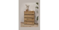 Petit buffet HAVANA – 4 tiroirs – Chêne et noir – Style naturel et moderne