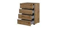 Klein buffet HAVANA – 4 laden – Eiken en zwart – Natuurlijke en moderne stijl